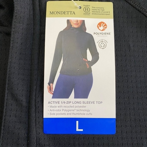 Mondetta Ladies' Quarter-Zip Pullover, Zippered Pockets, Black, Large NWT - Picture 5 of 16